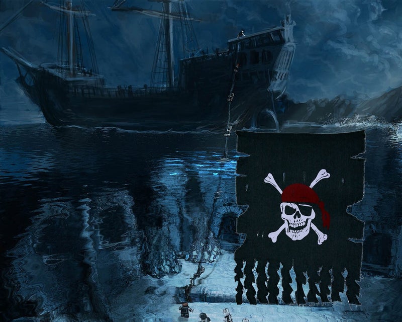 LANGXUN 2pcs Large Size 3ft x 2.5ft Retro and Weathered linen Pirate Flag for Halloween Decorations, Pirate Party, Kids Room DÃ©cor (Black-1pcs) - Image 3